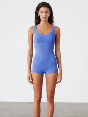 NWT Zulu & Zephyr Dolphin Blue Ribbed Bodysuit Sz 10